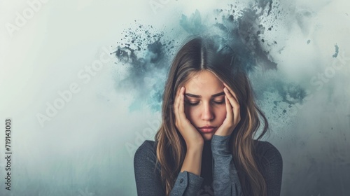Portrait of beautiful stressed woman on white background. Young female full of thoughts, sad emotions and depression 