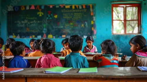 Obraz na płótnie Indian school children in classroom. w salonie
