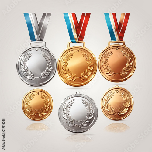 Bronze medal silver medal gold medal isolated on white background