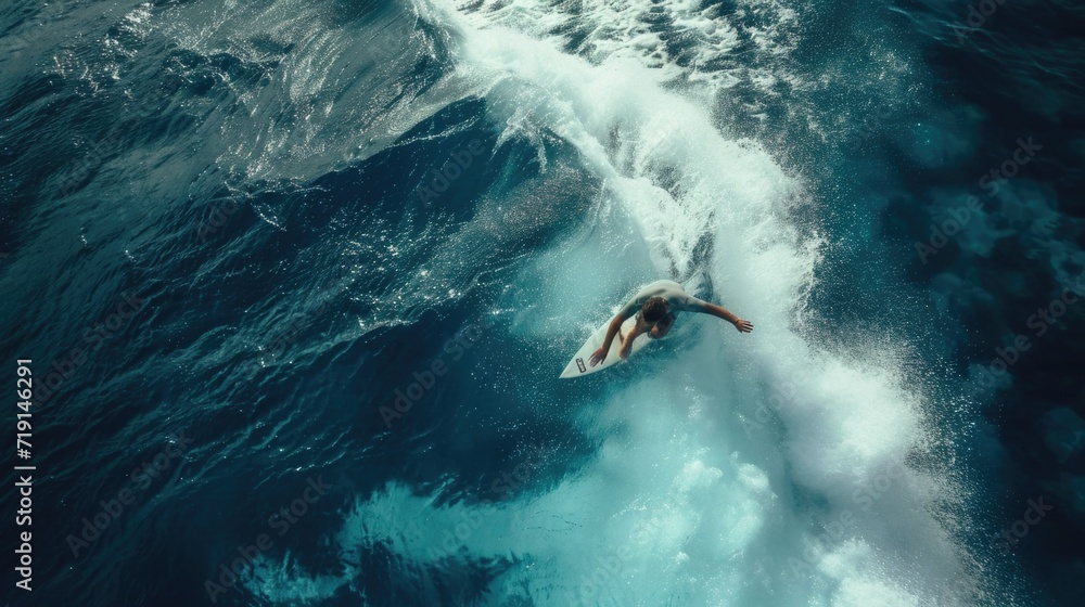Obraz premium Surfer man enjoying golden hour winter surf with huge waves on the ocean.