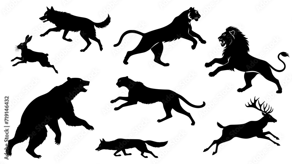 Stylish silhouette vector set of wildlife Stylish silhouette vector set of wildlife