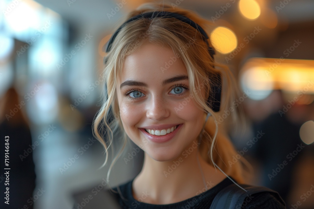 portrait of a woman with headphones portrait of a woman with headphones