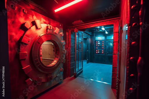 a high-tech bank heist-themed escape room, engaged in cracking safes, disabling advanced security systems, and strategically planning a fictional robbery. This theme adds excitement and a sense of urg photo