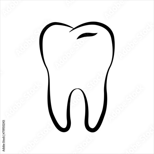 Molar healthy tooth symbol. Human tooth silhouette, dental logo. Tooth outline vector icon isolated on white background.