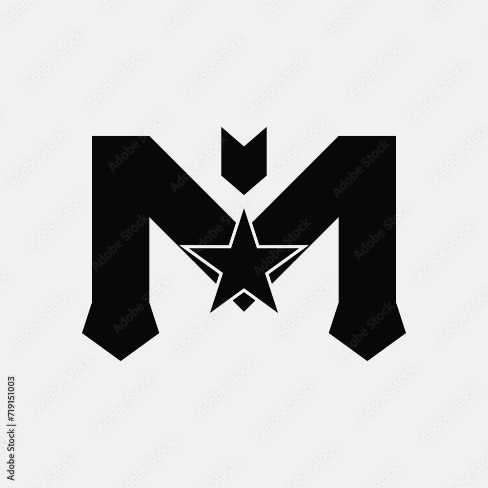 free vector M letter silhouette logo