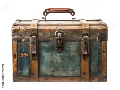 Aged Wooden Toolbox, isolated on a transparent or white background