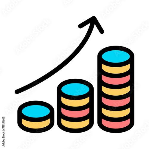 Growth of currency exchange rates. Growth icon