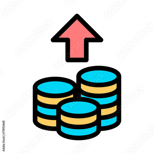 Growth of currency exchange rates. Growth icon