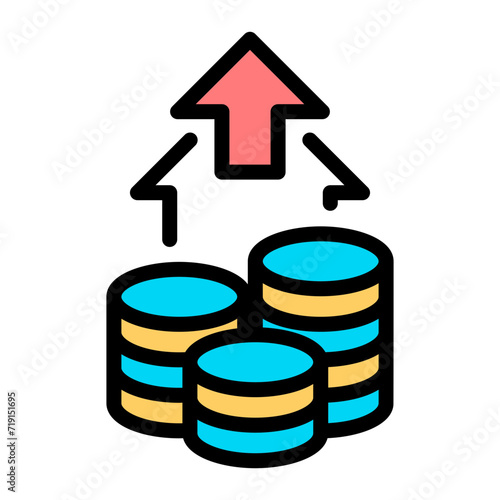 Growth of currency exchange rates. Growth icon