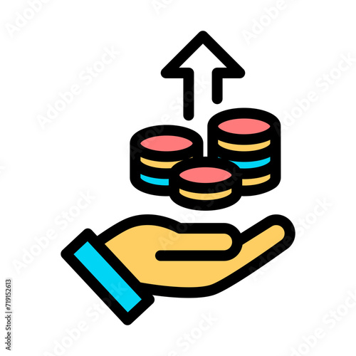 The hand is presenting the growth of the money exchange rate. Growth icon