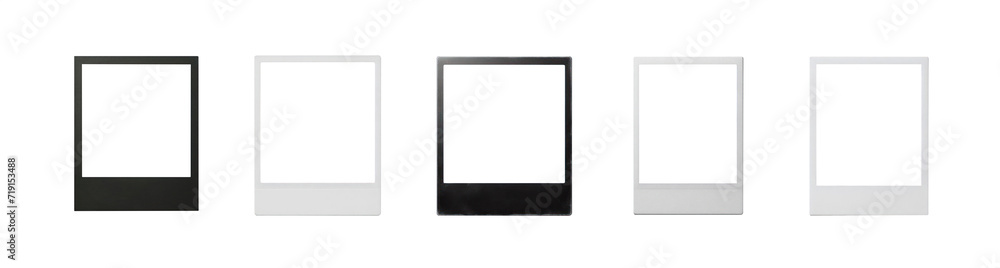 Set of old instant print photographs. Polaroid retro photograph frames. Transparent pen tool cutout background. Classic photography concept. Isolated with a hole for your picture - set 1 Set of old instant print photographs. Polaroid retro photograph frames. Transparent pen tool cutout background. Classic photography concept. Isolated with a hole for your picture - set 1