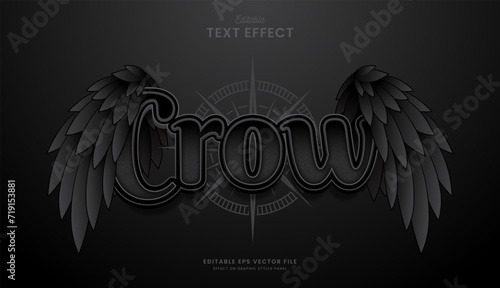 decorative editable black crow wings text effect vector design