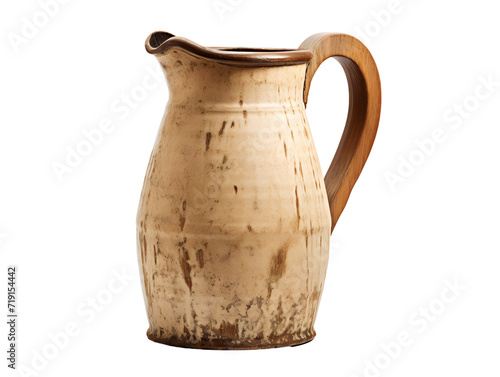 Antique Wooden Milk Jug, isolated on a transparent or white background