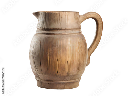 Antique Wooden Milk Jug, isolated on a transparent or white background