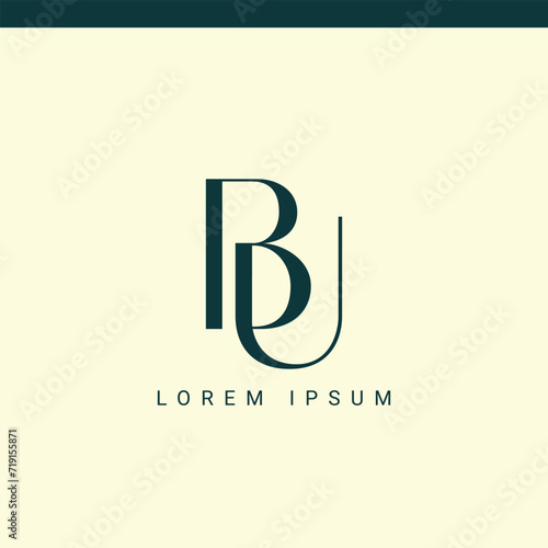 BU monogram, BU initial wedding, BU logo company, BU icon business, corporate sign with variation three colors designs for alphabetical marriage name, brand name, initial couple