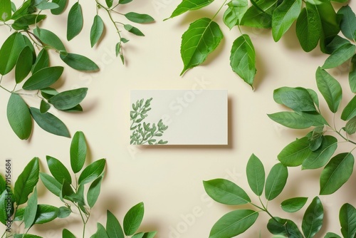 Fresh Greenery Spring Themed Business Card Mockup Embrace the Essence of Nature