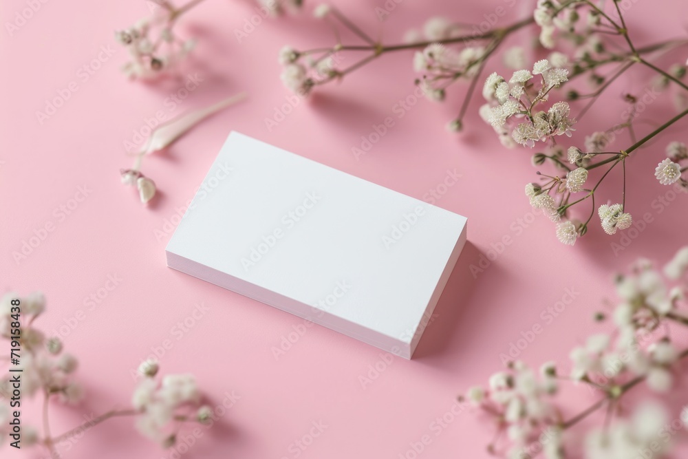 Modern Blossoms Spring Themed Business Card Mockup Embrace the Elegance of Spring
