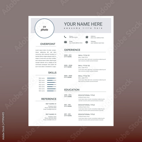 Creative Elegant stylish Clean Modern Professional CV Resume Vector Template Layout for Business Job Applications. Minimalist CV curriculum vitae design template vector layout resume for multipurpose.