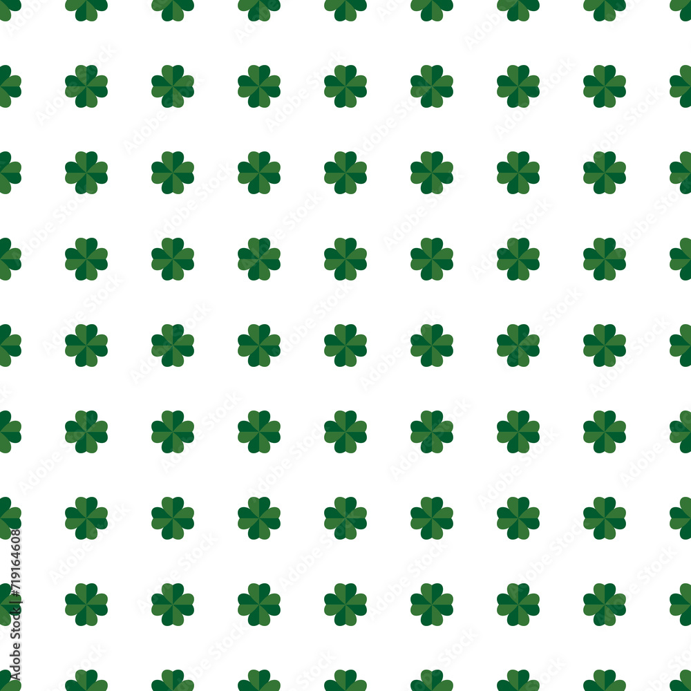 Green clover seamless pattern, transparent background, PNG illustration