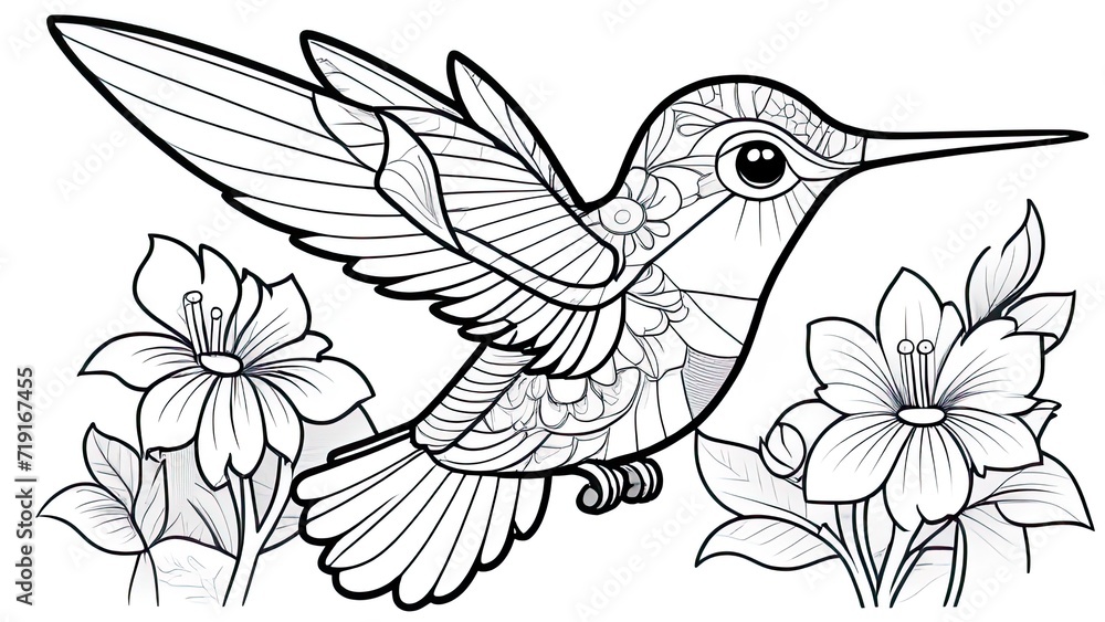 Funny hummingbird coloring page. hummingbirds cartoon characters. For kids coloring book.