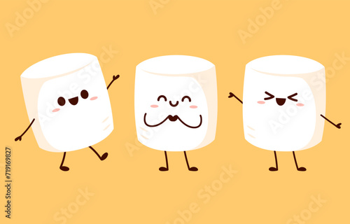 marshmallow mascot vector. marshmallow character design.