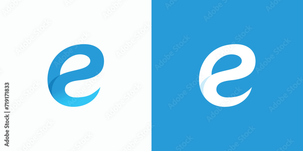 Curved letter e shape vector logo design with three-dimensional effect. Curved letter e shape vector logo design with three-dimensional effect.