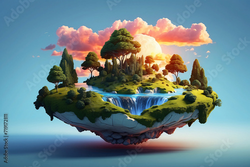 3d floating islands and mountains