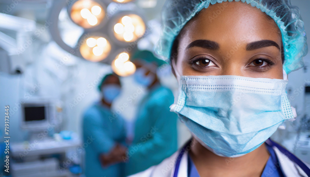 Portrait of female surgeon looking at camera in operation room at hospital Portrait of female surgeon looking at camera in operation room at hospital