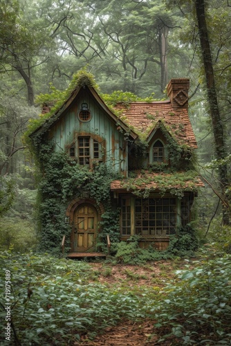 An old gloomy lost house in the woods in the wilderness © Александр Лобач