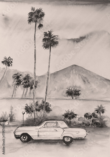 Photography Watercolor art of vintage picture