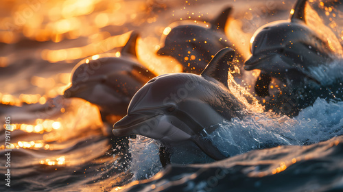 dolphins at sunset © Manja