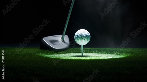 Golf orb on peg inside virtual golf machine. photo