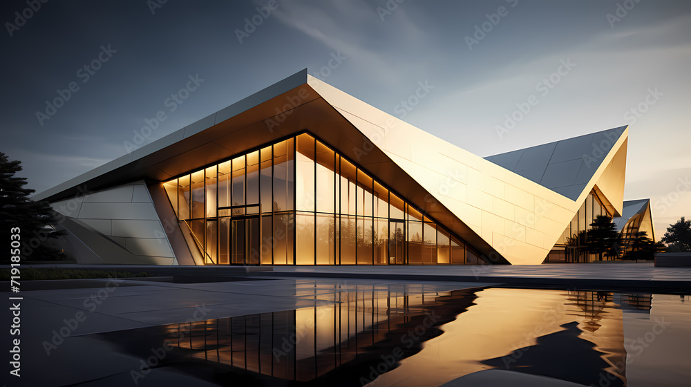Fototapeta premium 3d render of abstract futuristic architecture with empty concrete floor