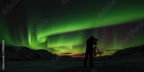 photographer takes a photoof northern lights in the sky