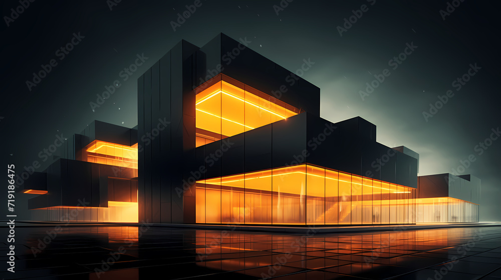 3d render of abstract futuristic architecture with empty concrete floor 3d render of abstract futuristic architecture with empty concrete floor