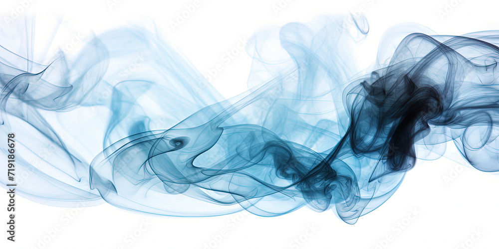 Dark Blue Smoke Isolation on White Background