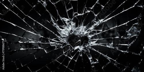 Shards of shattered glass with a grungy black backdrop. photo