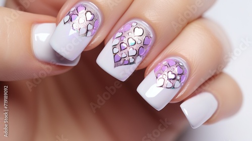 Violet glitter nail design