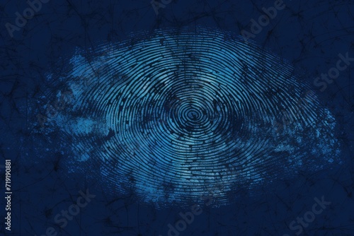 A close-up photograph of a finger print on a dark blue background. photo