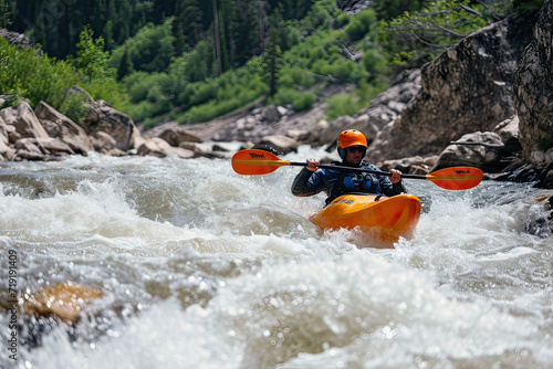 Kayaking Harmony on a Scenic River © Bojan