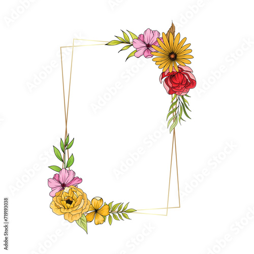floral frame with beautiful flower bouquets