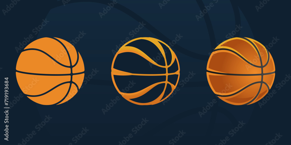 Different style of design and icon basketball ball vector illustration side perspective view