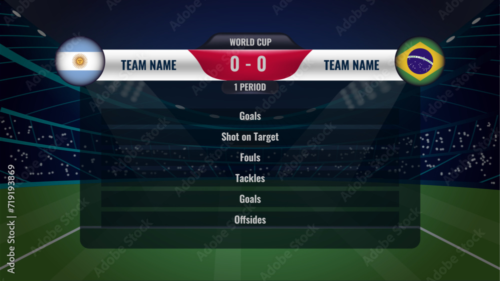 Αυτοκόλλητο Vector Soccer arena Football stadium scoreboard, fixture, broadcast, vs team ban