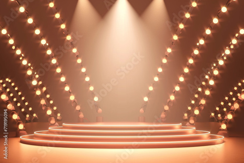 Stage podium with lighting Stage Podium Scene with for Award Decor element background. 