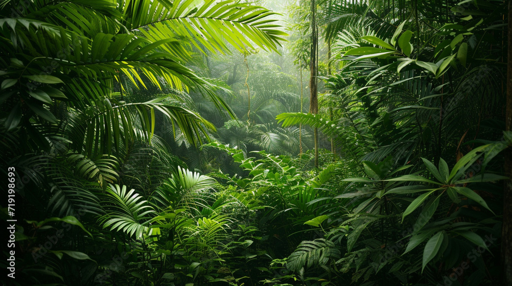 The vegetation of a tropical forest - obrazy, fototapety, plakaty 