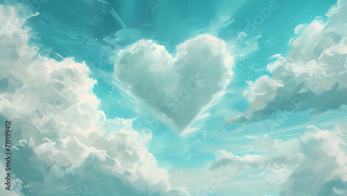a cloud in the shape of a heart, in the style of speedpainting photo