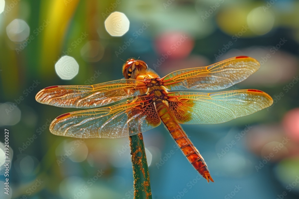 Dragonfly on a Pond Reed Dragonfly on a Pond Reed