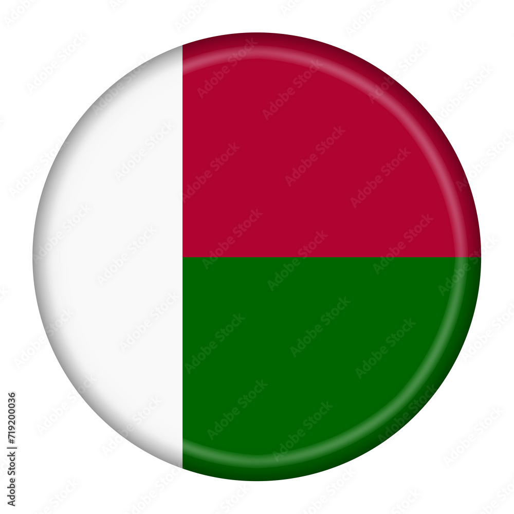 Madagascar flag button 3d illustration with clipping path Madagascar flag button 3d illustration with clipping path