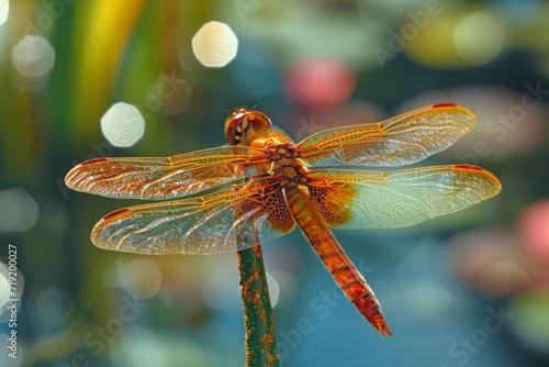 Dragonfly on a Pond Reed