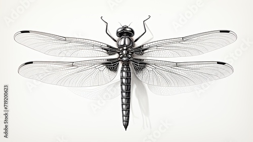 dragonfly black and white sketch with delicate wings © MUCHIB